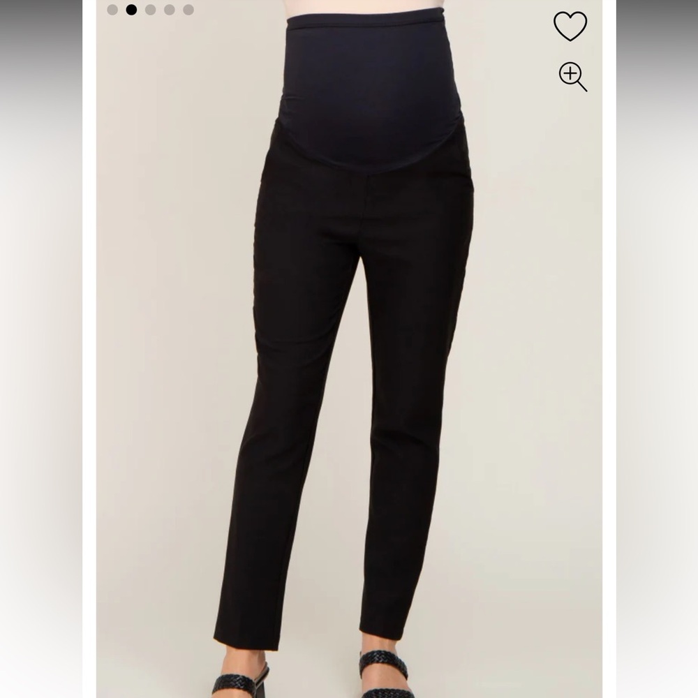 PinkBlush Black Stretchy Slim Fit Crop Maternity Dress Pants Large - Picture 2 of 8